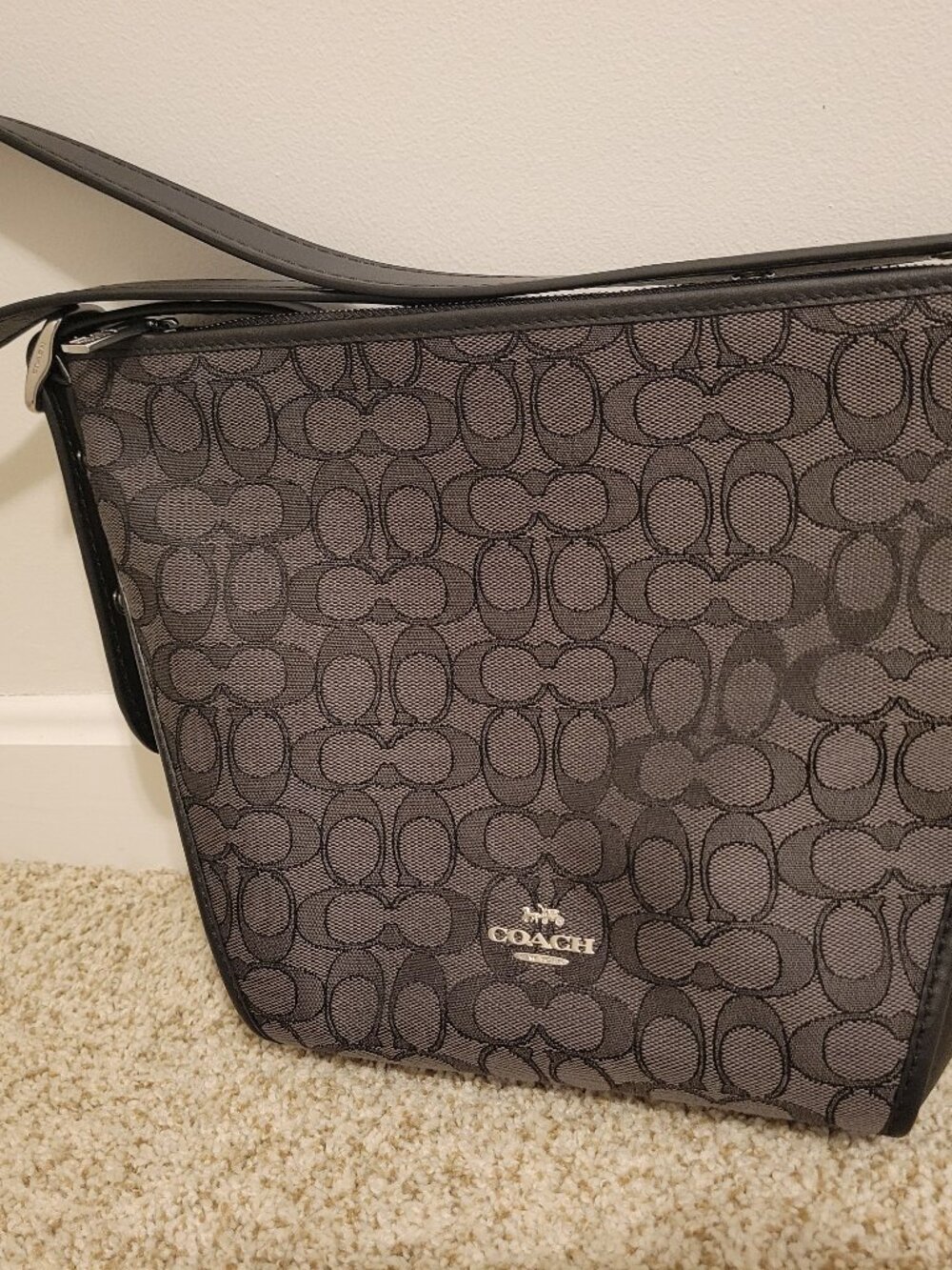 NWT Coach Signature Small Dufflette Black Smoke Shoulder Bag